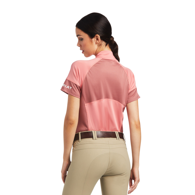 Ariat Women's Cambria Jersey 1/4 Zip Baselayer - Peach Blossom/Antique Rubia-1